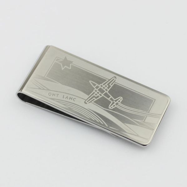 

new arrival fashion stainless steel money clip with air plane and stars pattern cool moneyclips for men and women no have box, Black