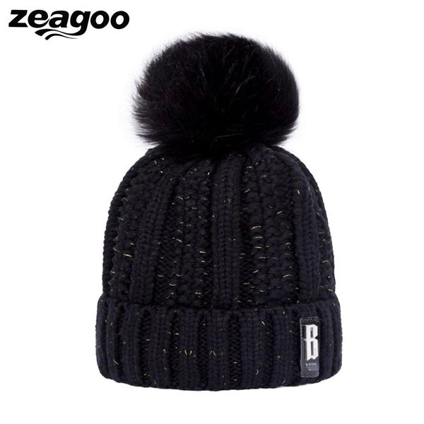 

women fashion winter warm cute fur ball beanie hat knitted cap neck warm balaclava knitted winter hat big fur pom poms ball knit, Blue;gray