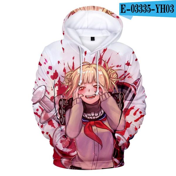 

himiko toga cosplay hoodies 3d printed anime himiko toga harajuku streetwear men/women warm coat oversized funny hoodie, Black