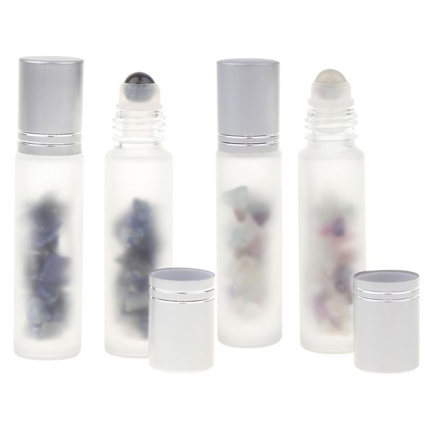 

4pcs, 10ml portable crystal jade glass essential oil roller bottle case holder, refillable perfume roll bottles