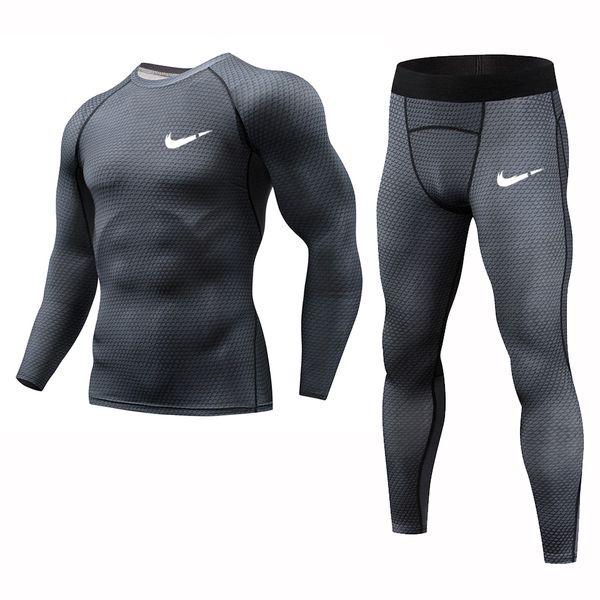 

rashguard compression men's sport suits quick dry running sets clothes sport jogger training gym fitness tracksuits running suit, Black;blue