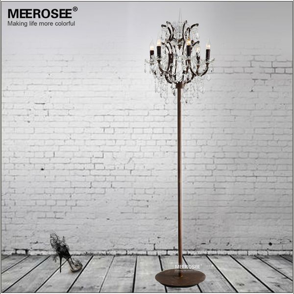 

popular vintage style crystal floor light rust red color stand lamp with 6 lights for reading room l living room ld003 fast shipping