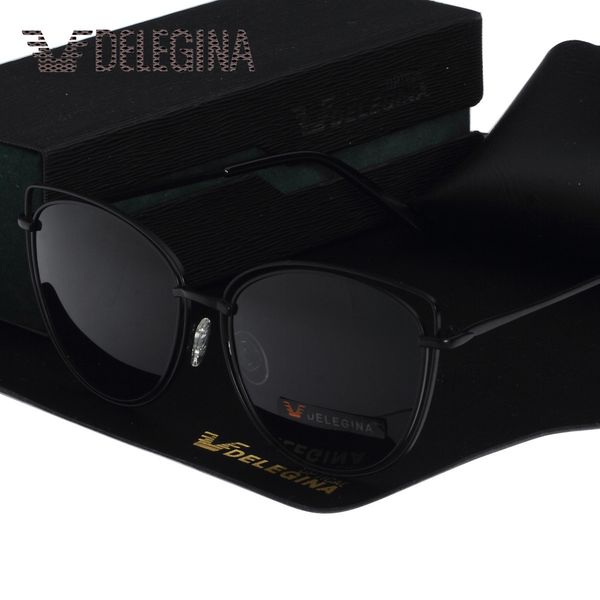 

delegina design ladies big cat eye style women sunglasses polarized girls sun glasses mirror with case y200619, White;black