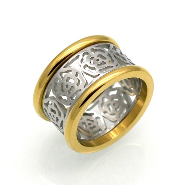 

2019 fashion jewelry stainless steel gold & silver love brand flower rings for women bague female engagement wedding finger ring, Slivery;golden