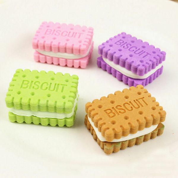 

4pcs mini cute biscuit rubber pencil eraser for children stationery prize school supplies