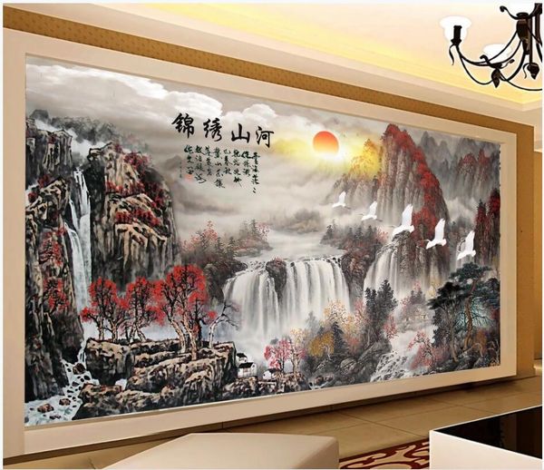 

custom p 3d wallpaper beautiful splendid mountain river water background home decor living room 3d wall murals wallpaper for walls 3 d