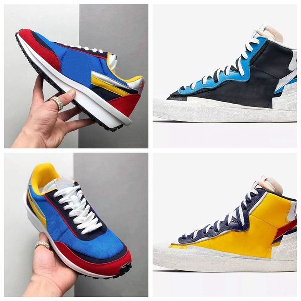 

2019 новых горячих аутентичные лд лдв вафельные sacai университетский синий зеленый мульти упоением рассвете блейзер середине замочить мужчи