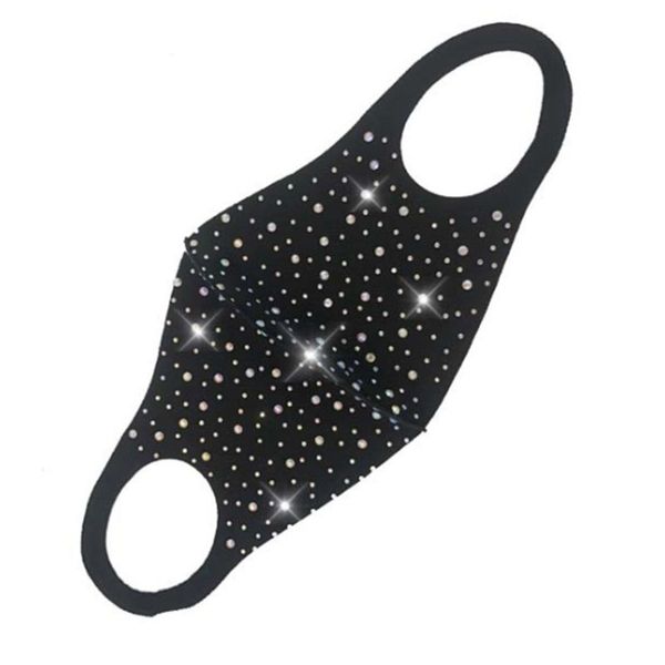

cotton dustproof 3d mouth mask drilling contrast colored rhinestone jewelry face cover night party clubwear