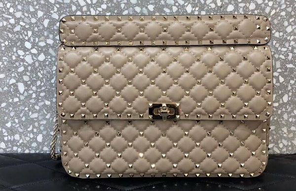 

3a quality 0128 30cm large studs spike nappa leather quilted shoulder bag,come with dust bag,dhl ing