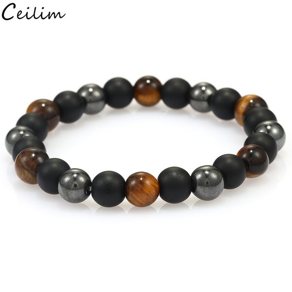 

trendy adjustable beaded bracelet men 8mm natural stone tiger eye black healing bead energy bracelets women strand yoga jewelry