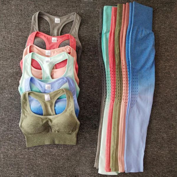 

2pcs hollow-out yoga set women seamless workout set sportswear fitness clothes women gym high waist leggings sports suits