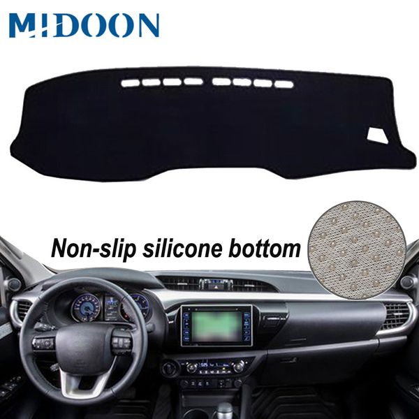 

midoon car dashboard cover silicone non-slip for hilux sr5 4x4 revo hi-rider 2015 2016 2017 2018 pad carpet dashmat sun s