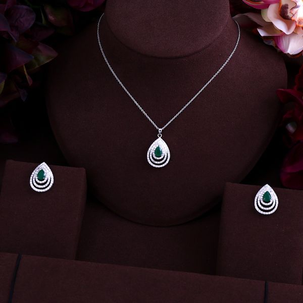 

new design luxury aaa zircon water drop shape necklace pendant for women,party/jewelry wedding, Silver