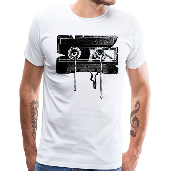 

classic men t-shirt white tshirt rock music old cassette memories summer short sleeve crew neck 100% cotton fabric & tees, White;black