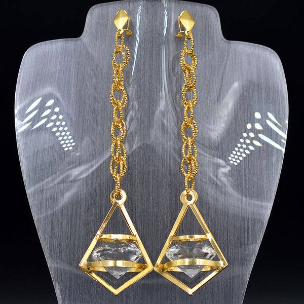 

sunny jewelry fashion jewelry 2019 long drop dangle earrings for women zircon spike for party wedding daily gift, Golden