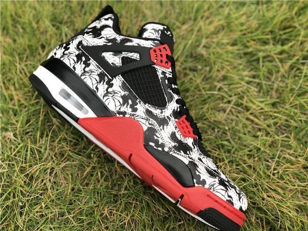 

2020 new release 4 tattoo 4s iv casual shoes sneakers for men fire red black white bq0897 -006 ar4j tattoo athletic sneakers box