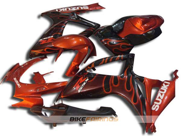 

4 gifts new abs motorcycle bike fairings kits fit for suzuki gsxr600-750 k6 06 07 gsxr600-750 2006 2007 bodywork set custom orange flame