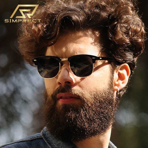 

simprect 2020 polarized sunglasses men designer mirror square sunglasses women retro anti-glare sun glasses for men, White;black