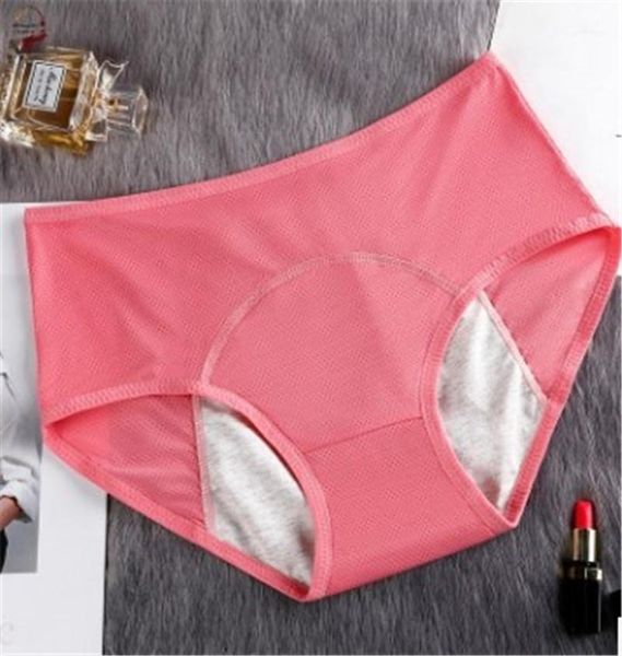 

everyday comfortable briefs designer pure color underwear womens casual high waist menstrual leak proof panties womens, Black;pink