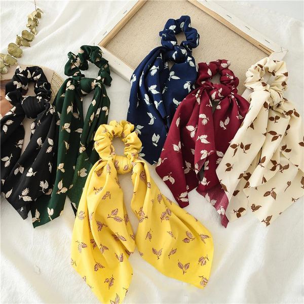 Hair Scrunchies Soft Cloth Elastic Hair Bands Leaf Hair Scarf
