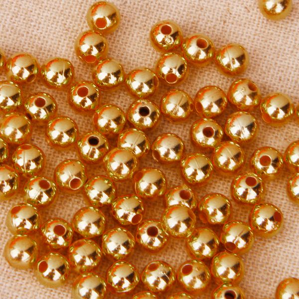 

100 pics seed beads acrylic pearl lot in golden women jewelry loose seed 6mm