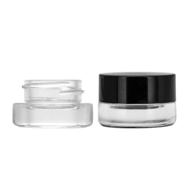 

food grade non-stick 3ml 5ml glass jar tempered glass container wax dab jar dry herb container with black lid eea899