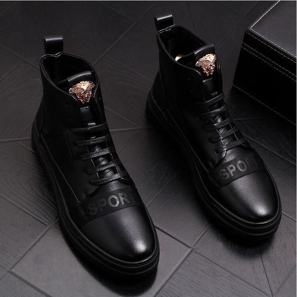 

Металлические хип-хоп сапоги Мужчины Белый Solid Dance Платформа Квартиры Мода пряжка