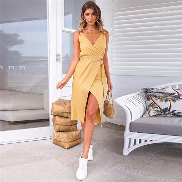 

casual dress summer fashion elegant women sleeveless club dresses womens spaghetti strap dresses v neck backless split, Black;gray
