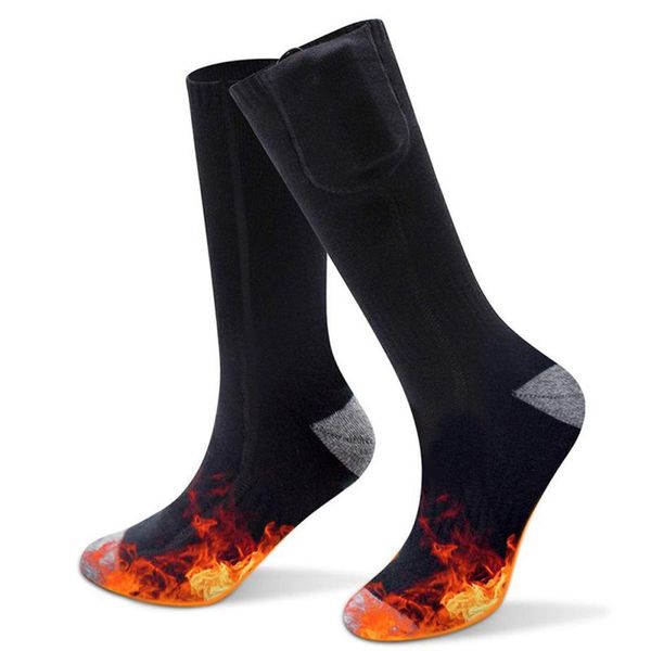 

winter thicken warmer socks rechargeable battery electric heated socks for women men outdoor skiing cycling sport heated, Black
