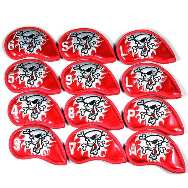 

12pcs/set golf iron headcover iron club covers set skull head cover 4 colors