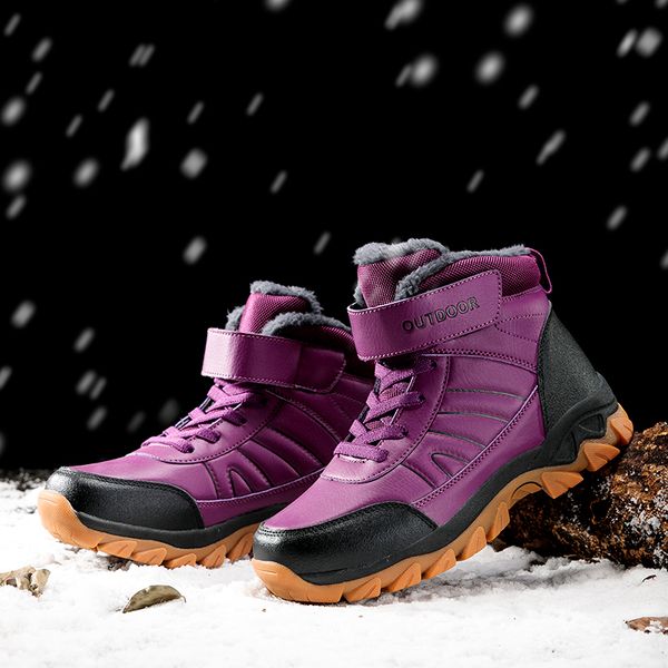 

2019 new ladies men's warm boots winter snow boots outdoor sports round toe high shoes, Black