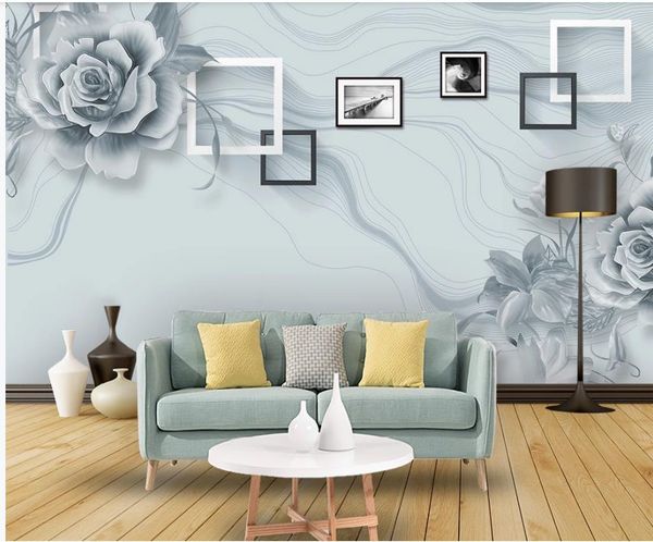 

simple flower art tv background wall wallpaper for walls 3 d for living room