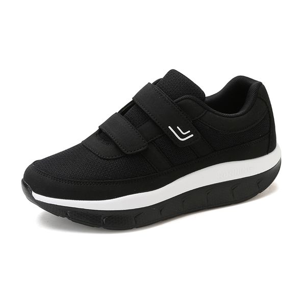

women's comfortable swing platform shoes mother breathable mesh shoe zapatos de mujer fitness sneakers sapatos mulher, Black;white