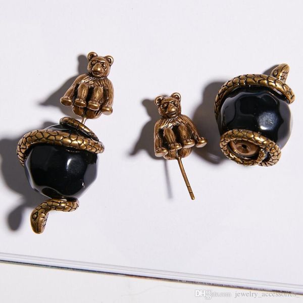 

beer earring woman jewelry black ceramics polygon earring studs, Golden