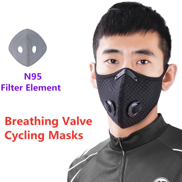

PM2. 5 Антипылевые велосипедные маски + фильтрующий элемент N95, активированный уголь дыхательный клапан фильтровальная пластина велосипедные маски