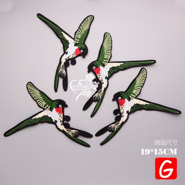 

gugutree embroidery big bird patch animal patches badges applique patches for clothing dx-181, Black