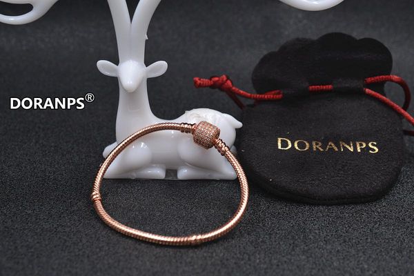

2020 fine jewelry doranps silver 925 rose gold bracelets women bracelet charm bangle jewelry making,1pz, Golden;silver