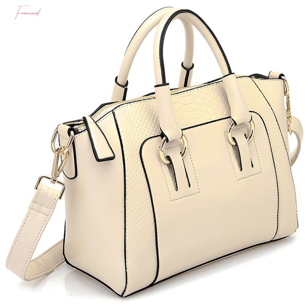 

womens shoulder bag in imitation leather satchel cross body tote bag beige