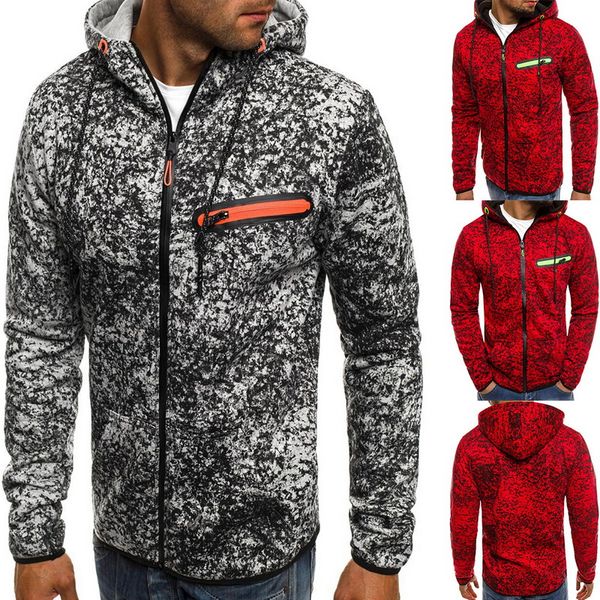 

autumn new casual hoodie men streetwear casual printed slim hoodies female sports jogging zipper hooded pockets sweatshirt men, Black