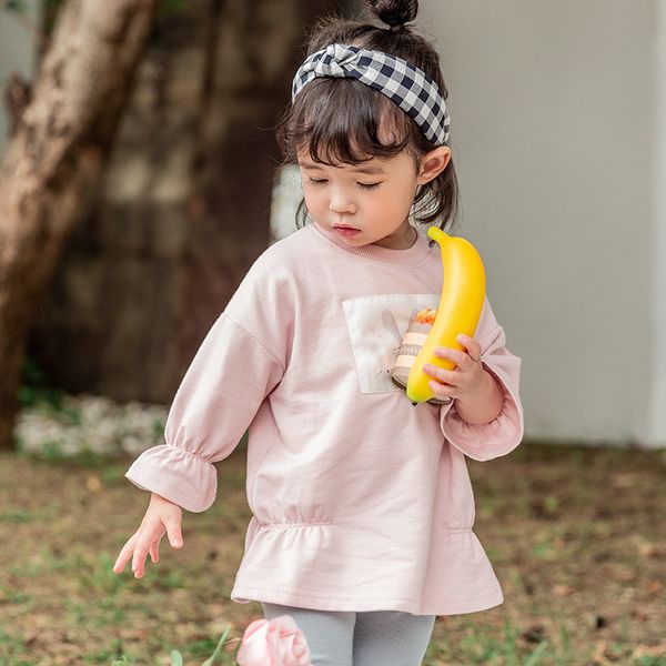 

babe progenitor korean children's clothing autumn girls long sleeve t-shirt cartoon printed cotton comfortable o neck crew neck, Blue