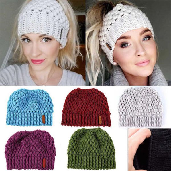 

fasion women beanie ponytail hat bun вязаная шапка череп эластичные зимние теплые шапки 2019 рождество хэллоуин подарок
