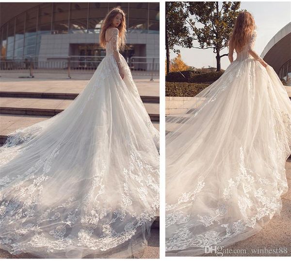 

2018 pnina totnai high grade trailing a line long trailing white wedding dresses long sleeve ing, White;black