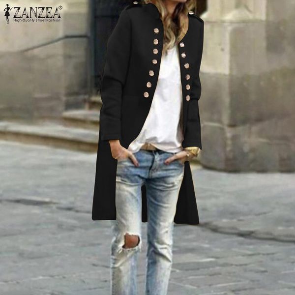 

women's coats zanzea 2020 fashion lady long sleeve pockets jackets solid loose long outwear chaqueta mujer casaco femme oversize, Black;brown