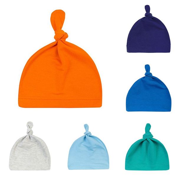 

newborn baby cotton knot beanies toddler girls sleep caps winter autumn baby hat soft elastic cotton newborn girl hat, Yellow