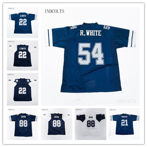 

ncaa men 22 emmitt smith 21 deion sanders 88 michael irvin 54 randy white football jersey vintage stitched jerseys, Black;red