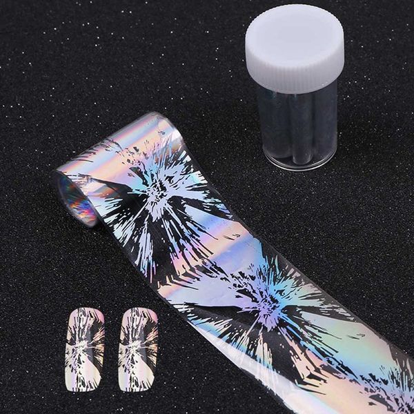 

holographic nail foil sticker geometric holo nail art transfer foil sticker water slide art decals stickers, Black