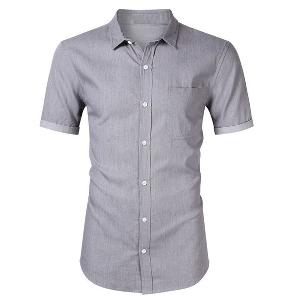

solid color mens jean shirts fashion summer short sleeeve shirts casual slim mens lapel neck, White;black