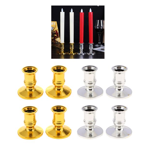 

4x pillar candle base flameless candlestick holder for