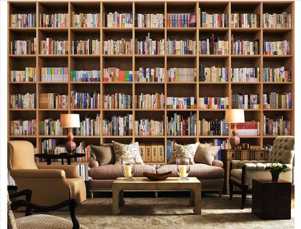 

papel de parede custom 3d silk p mural wallpaper 3d bookshelf bookcase background wall decoration wallpaper for walls 3d