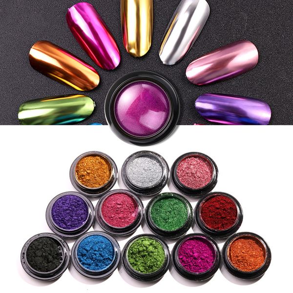 

nail art mirror pigment powder glitter dip powder uv gel polish decor supplies hb88, Silver;gold